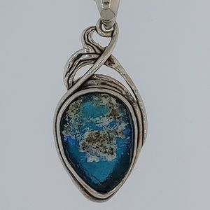 Sterling Silver Roman Glass One of a Kind Necklace